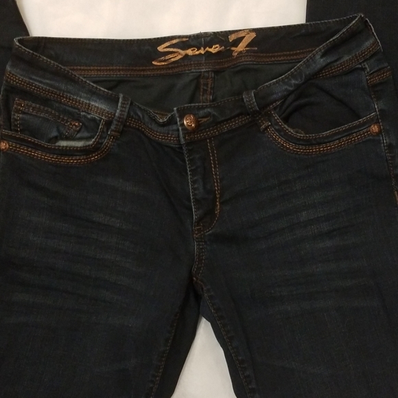 7 SEVEN DARK BLUE STRAIGHT LEG  EMBELLISHED SZ 10 - Picture 2 of 8